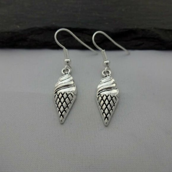 Ice Cream Cone Silver Earrings - Picture 5 of 5
